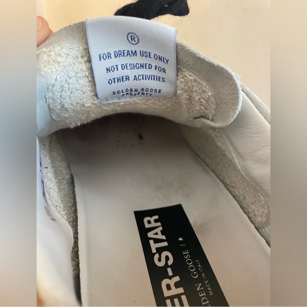 Golden Goose White and Tan Distressed Sneakers - Picture 6 of 10